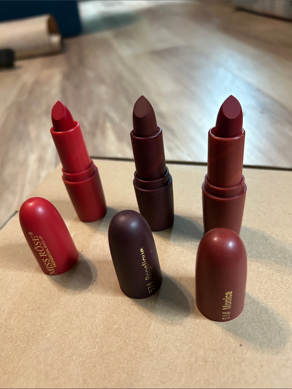 UNUSED Matte Lipstick Trio - Red, Deep Brown, Berry